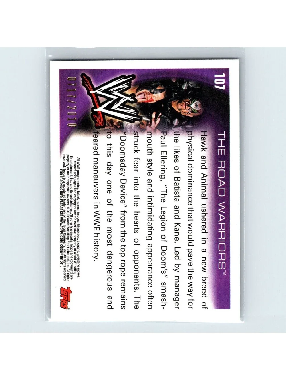 2010 Topps WWE The Road Warriors #107 Blue #/2010